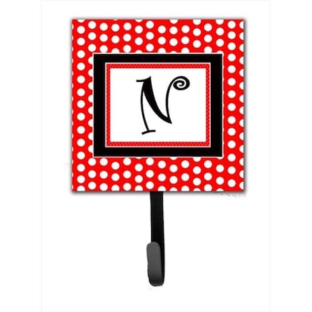 Carolines Treasures Carolines Treasures CJ1012-NSH4 Letter N Initial Monogram - Red Black Polka Dots Leash Holder Or Key Hook CJ1012-NSH4